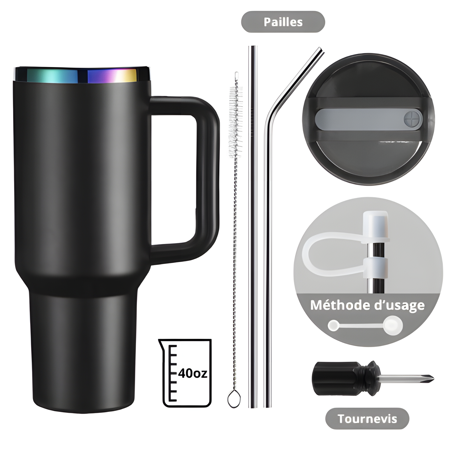 Gourde Isotherme Personnalisée 40oz - Noir