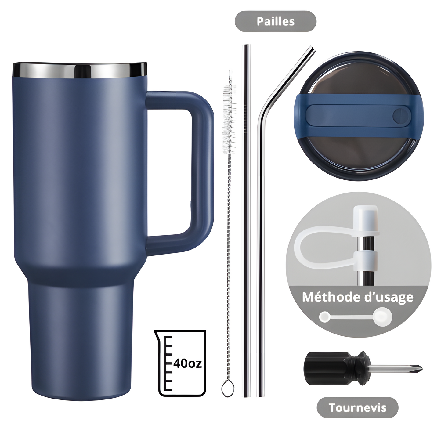 Gourde Isotherme Personnalisée 40oz - Bleu