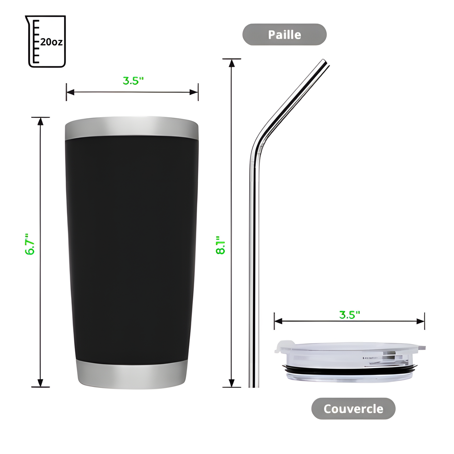 Thermos sans manche personnalisé - 20oz